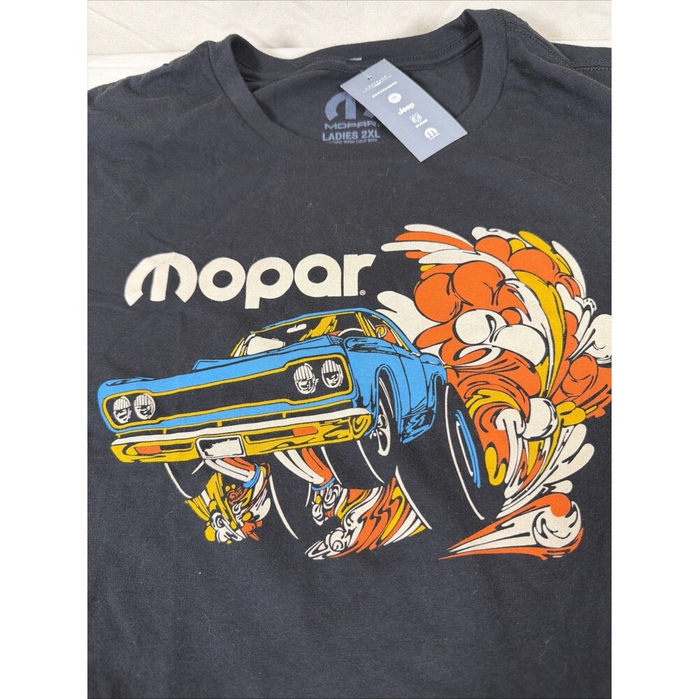 NWT Mopar Womens Plymouth Roadrunner 68/69 Graphic T-Shirt Black 2XL - Picture 2 of 9